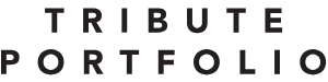 A logo showing the words &ldquo;TRIBUTE&rdquo; and &ldquo;PORTFOLIO&rdquo; in bold, spaced-out letters. logo on footer section.